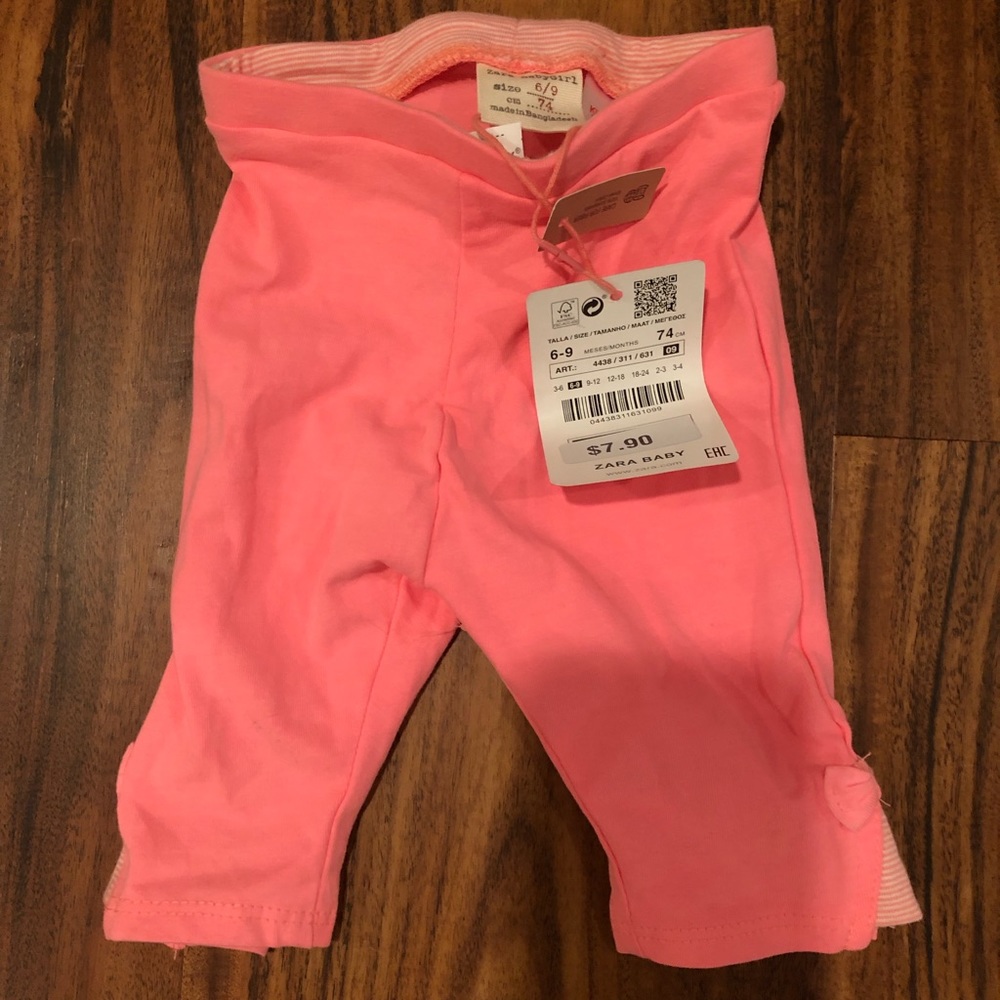 NWT Zara 6-9 months pink capri pants